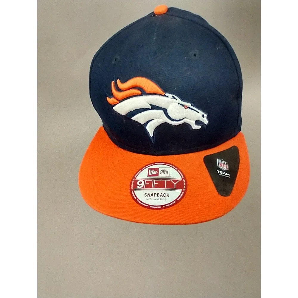 New Era 9FIFTY Denver Broncos Snapback Hat Navy Orange‎ NFL AFC Patch Mens M/L
